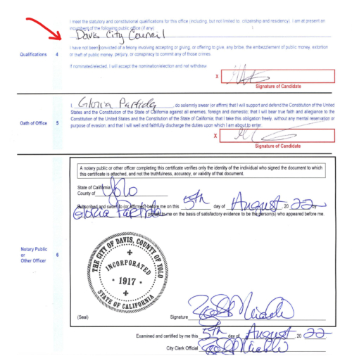 Signed Statement of Candidacy