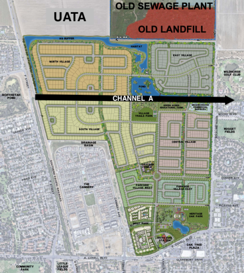 Original Village Farms proposal with Old Landfill  UATA and Channel A defined